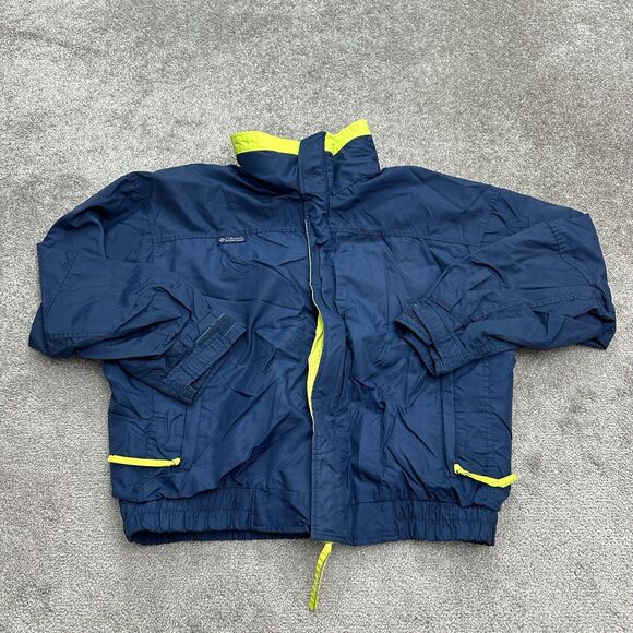Columbia Vintage Bugaboo Windbreaker Jacket Men Large Blue Yellow Full Zip Nylon